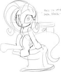 Size: 607x718 | Tagged: safe, artist:zev, fluttershy, g4, bathroom, but why, grayscale, monochrome, sitting on toilet, sketch, toilet