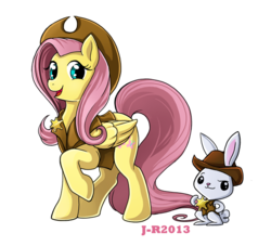 Size: 600x545 | Tagged: safe, artist:creepynurse, angel bunny, fluttershy, g4, hat, sheriff