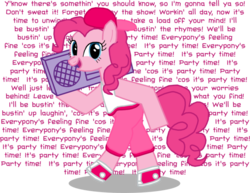 Size: 900x695 | Tagged: safe, artist:thelastgherkin, pinkie pie, earth pony, pony, g4, female, hilarious in hindsight, mare, parody, rap, rapper, simple background, solo, titanic, titanic the legend goes on, transparent background