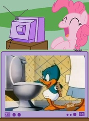 Size: 512x700 | Tagged: safe, pinkie pie, g4, exploitable meme, nickelodeon, plucky duck, tiny toon adventures, tv meme