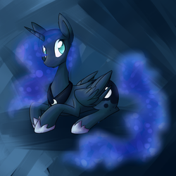 Size: 600x600 | Tagged: safe, artist:littlepinkalpaca, princess luna, alicorn, pony, g4, female, mare, prone, solo