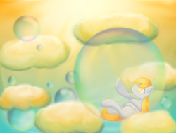 Size: 1600x1200 | Tagged: safe, artist:wendy-the-creeper, derpy hooves, pegasus, pony, g4, bubble, female, mare, solo