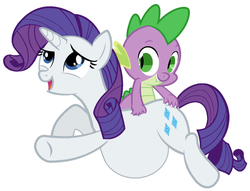 Size: 1138x871 | Tagged: safe, edit, vector edit, rarity, spike, dragon, pony, unicorn, g4, butt grab, butt touch, female, grope, hand on butt, interspecies, male, mare, ponies breeding dragons, pregnant, pregnant edit, ship:sparity, shipping, simple background, straight, vector, white background