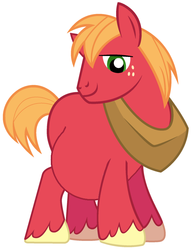 Size: 661x858 | Tagged: safe, big macintosh, earth pony, pony, g4, male, male pregnancy, pregnant, pregnant edit, show accurate, smiling, solo, stallion