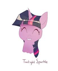 Size: 424x514 | Tagged: safe, artist:nifty-senpai, twilight sparkle, pony, unicorn, g4, bust, cute, eyes closed, female, mare, portrait, simple background, smiling, solo, twiabetes, white background