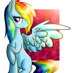 Size: 1024x1024 | Tagged: dead source, safe, artist:munli27, rainbow dash, pegasus, pony, g4, abstract background, female, mare, smiling, solo, spread wings, wings