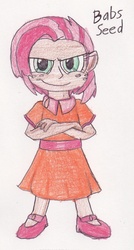 Size: 646x1206 | Tagged: safe, artist:ardomew, babs seed, human, g4, humanized, traditional art