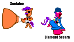 Size: 729x416 | Tagged: safe, diamond tiara, scootaloo, g4, demoman, demoman (tf2), gmod monster, ms paint, seeldier, seeman, soldier, soldier (tf2), team fortress 2