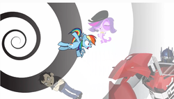 Size: 853x488 | Tagged: safe, rainbow dash, double rainboom, g4, dan, dan vs, littlest pet shop, optimus prime, transformers, transformers prime, zoe trent