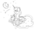 Size: 900x800 | Tagged: safe, artist:otterlore, princess luna, scootaloo, g4, monochrome, moon, prone, simple background, sketch, white background