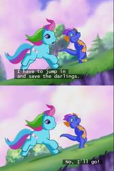 Size: 640x958 | Tagged: safe, screencap, master kenbroath gilspotten heathspike, rainbow dash (g3), g3, the runaway rainbow, noble, running, subtitles, worried