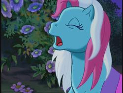 Size: 640x480 | Tagged: safe, screencap, rainbow dash (g3), g3, the runaway rainbow, pink dash, sleepy, yawn