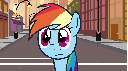Size: 1920x1080 | Tagged: safe, rainbow dash, double rainboom, g4, absurd file size, absurd gif size, animated, antoinette, city, city of townsville, female, gif, the powerpuff girls, townsville