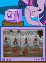 Size: 563x771 | Tagged: safe, twilight sparkle, g4, diet water, exploitable meme, facehoof, meme, tv meme, water