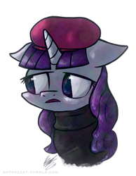 Size: 900x1160 | Tagged: safe, artist:zestyoranges, rarity, pony, g4, beatnik rarity, beret, clothes, female, hat, solo, sweater