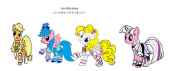 Size: 1024x426 | Tagged: safe, artist:omegaridersangou, applejack (g1), firefly, surprise, twilight, g1, g4, 2010, cure blossom, cure marine, cure moonlight, cure sunshine, g1 to g4, generation leap, heartcatch precure, precure, pretty cure