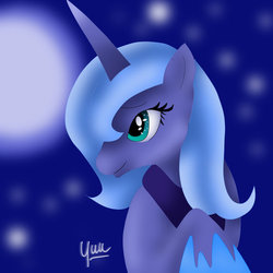 Size: 600x600 | Tagged: safe, artist:yuukon, princess luna, pony, g4, female, moon, night, s1 luna, solo, stars