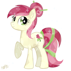 Size: 900x900 | Tagged: safe, artist:happyksu, roseluck, crystal pony, earth pony, pony, g4, crystallized, female, hair up, hairpin, mare, show accurate, simple background, solo, tail wrap, transparent background, vector