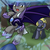 Size: 1000x1000 | Tagged: safe, artist:theparagon, oc, oc:moonshroud, bat pony, pony, hunted luna, fight, magic, night guard, pov