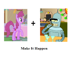 Size: 1219x967 | Tagged: safe, berry punch, berryshine, g4, bender bending rodríguez, benderpunch, crack shipping, exploitable meme, futurama, make it happen, male