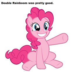 Size: 465x460 | Tagged: safe, pinkie pie, earth pony, pony, double rainboom, g4, b8, double rainboom drama, female, mare, simple background, solo, text, white background