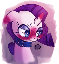 Size: 500x547 | Tagged: safe, artist:fore-trekker, rarity, pony, g4, blushing, collar, female, scrunchy face, sick, solo