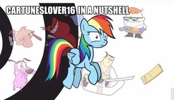 Size: 743x426 | Tagged: safe, rainbow dash, double rainboom, g4, billy (billy and mandy), cartuneslover16, confused, courage (character), courage the cowardly dog, cow and chicken, dexter, dexter's laboratory, double rainboom drama, drama, ed edd n eddy, nose picking, plank (ed edd n eddy), samurai jack, samurai jack (character), the grim adventures of billy and mandy, the red guy