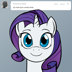 Size: 1280x1280 | Tagged: safe, rarity, pony, biporarity, g4, cute, female, smiling, solo, tumblr