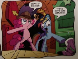 Size: 853x647 | Tagged: safe, idw, official comic, pinkie pie, rainbow dash, g4, spoiler:comic, moon, nightmare dreamscape