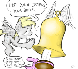 Size: 900x800 | Tagged: safe, artist:keentao, derpy hooves, pegasus, pony, g4, bell, easter, easter bell, easter egg, female, mare