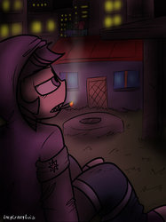 Size: 500x669 | Tagged: safe, artist:ponehanon, twilight sparkle, human, g4, cigarette, clothes, hoodie, humanized, smoking