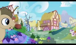 Size: 1280x768 | Tagged: safe, doctor whooves, minuette, sweetie belle, time turner, earth pony, pony, unicorn, double rainboom, g4, clipboard, female, filly, foal, male, mare, stallion