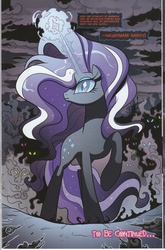 Size: 2024x3074 | Tagged: safe, idw, official comic, nightmare rarity, g4, official, spoiler:comic, comic, moon, nightmare dreamscape, nightmare grayity, scan