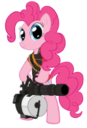 Size: 1800x2650 | Tagged: safe, artist:thealjavis, pinkie pie, g4, crossover, heavy (tf2), heavy weapons guy, heavy weapons pie, simple background, team fortress 2, transparent background, vector
