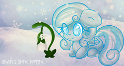 Size: 1000x533 | Tagged: safe, artist:starlightlore, oc, oc only, oc:snowdrop, pegasus, pony, snowdrop (animation), floppy ears, lying down, pegasus oc, snow, snowdrop (flower), snowfall, solo, wings, winter