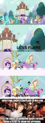 Size: 500x1367 | Tagged: safe, applejack, fluttershy, pinkie pie, rainbow blaze, rainbow dash, rarity, spike, twilight sparkle, alicorn, pony, g4, female, lens flare, mane seven, mare, sudden clarity clarence, twilight sparkle (alicorn)