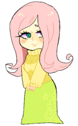 Size: 307x495 | Tagged: safe, artist:motherfuckingkawaii, fluttershy, human, g4, clothes, female, humanized, long skirt, simple background, skirt, solo, sweater, sweatershy, transparent background