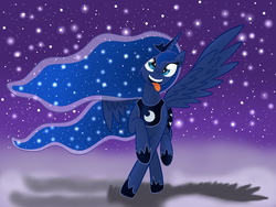 Size: 1280x960 | Tagged: safe, artist:8aerondight8, princess luna, pony, g4, derp, female, funny, silly, snow, snowfall, solo, tongue out