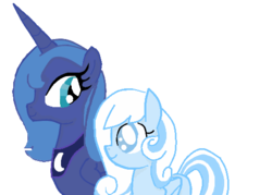 Size: 513x368 | Tagged: safe, artist:djcitrine, princess luna, oc, oc:snowdrop, alicorn, pegasus, pony, g4, s1 luna, simple background