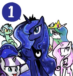 Size: 600x620 | Tagged: safe, artist:sukaponta, fleur-de-lis, lyra heartstrings, princess celestia, princess luna, twilight velvet, alicorn, pony, unicorn, g4, horn