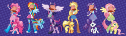 Size: 2048x593 | Tagged: safe, edit, applejack, fluttershy, pinkie pie, rainbow dash, rarity, twilight sparkle, anthro, equestria girls, g4, mane six, nigel thornberry, rapeface, twoiloight spahkle