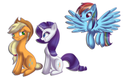 Size: 5000x3269 | Tagged: safe, artist:pastelflakes, applejack, rainbow dash, rarity, g4, swapped cutie marks