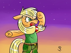 Size: 1024x768 | Tagged: safe, artist:shinkuma, applejack, earth pony, pony, g4, bipedal, clothes, cosplay, costume, crossover, guile, street fighter