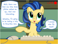 Size: 800x600 | Tagged: safe, oc, oc only, oc:milky way, pony, g4, ask, camera, camera shot, computer mouse, dialogue, female, keyboard, mare, show accurate, solo