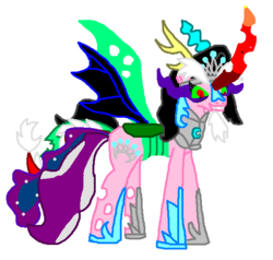 Size: 576x548 | Tagged: safe, diamond tiara, discord, king sombra, nightmare moon, queen chrysalis, oc, oc only, oc:tiara ultima, alicorn, changeling, changeling queen, changepony, draconequus, hybrid, pony, umbrum, g4, abomination, fusion, fusion:diamond tiara, fusion:discord, fusion:king sombra, fusion:nightmare moon, fusion:queen chrysalis, hybrid fusion, ms paint, solo, stylistic suck, this isn't even my final form, tiara ultima, we have become one, what has magic done, xk-class end-of-the-world scenario