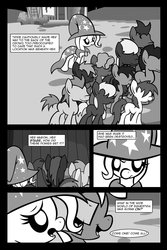 Size: 900x1350 | Tagged: safe, artist:bronycurious, trixie, pony, comic:recovery, g4, comic, female, male, mare, monochrome, stallion