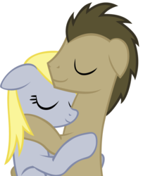 Size: 838x954 | Tagged: safe, artist:ellittest, derpy hooves, doctor whooves, time turner, earth pony, pegasus, pony, g4, duo, eyes closed, female, floppy ears, hug, male, mare, ship:doctorderpy, shipping, simple background, stallion, straight, transparent background