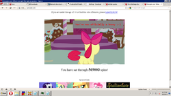 Size: 1364x768 | Tagged: safe, edit, edited screencap, screencap, apple bloom, earth pony, pony, g4, microsoft windows, opera, ponyspin, windows 7