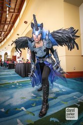 Size: 640x960 | Tagged: safe, artist:color--spectrum, nightmare moon, human, g4, armor, badass, convention, cosplay, irl, irl human, omnicon, photo, solo