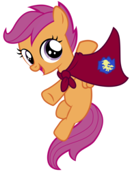 Size: 6000x7884 | Tagged: safe, artist:ahumeniy, scootaloo, pegasus, pony, g4, one bad apple, absurd resolution, cape, clothes, female, simple background, solo, transparent background, vector